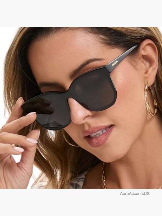 Oversized Square Sunglasses Big Frame Trendy Shades UV Protection main image 5